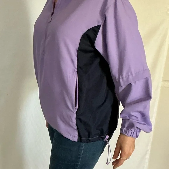 Lavender and Black Women's half zip windbreaker activewear pullover - Picture 7 of 7